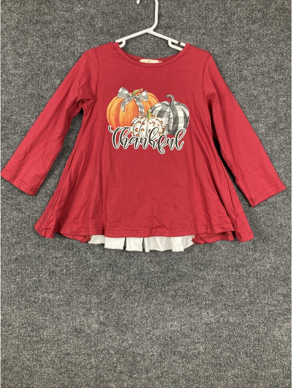 Marie Nicole Little Girls Size XL Thankful Pumpkin Fall L/S Maroon Shirt EUC